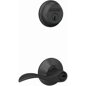 Schlage FB50N G Acc 622 Single Cylinder Deadbolt and Keyed Entry Accent Lever, Matte Black((Pack of 1))