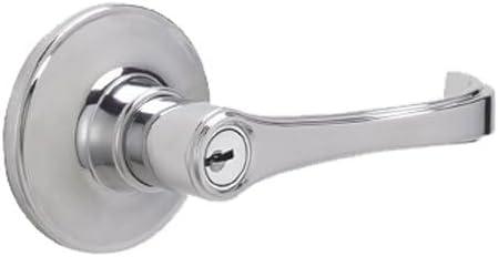 image:imageJSeries by Schlage Torino Door Lever with Standard Trim Keyed Entry Lock Satin Stainless Steel J54 TOR 630Bright Chrome