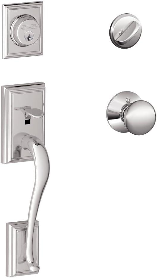 image:imageSCHLAGE Addison Single Cylinder Handleset and Georgian Knob Antique Brass F60 ADD 609 GEOBright Chrome