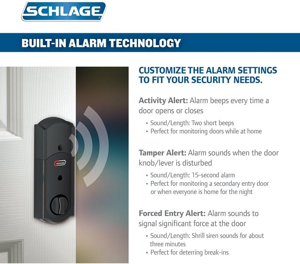 image:imageSCHLAGE ZWave Connect Camelot Touchscreen Deadbolt with BuiltIn Alarm Works with Amazon Alexa via Wink Aged Bronze FE469NX ACC 716 CAM LHAged Bronze