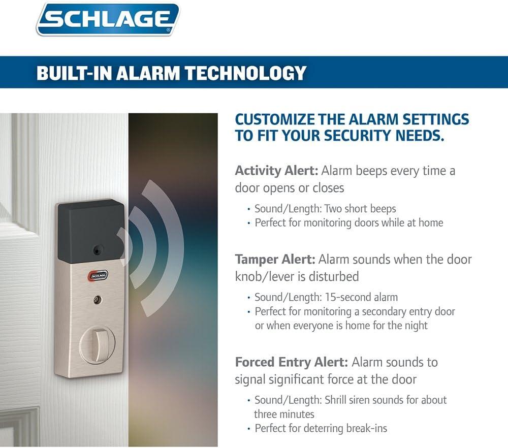 image:imageSCHLAGE ZWave Connect Camelot Touchscreen Deadbolt with BuiltIn Alarm Works with Amazon Alexa via Wink Aged Bronze FE469NX ACC 716 CAM LHSatin Nickel