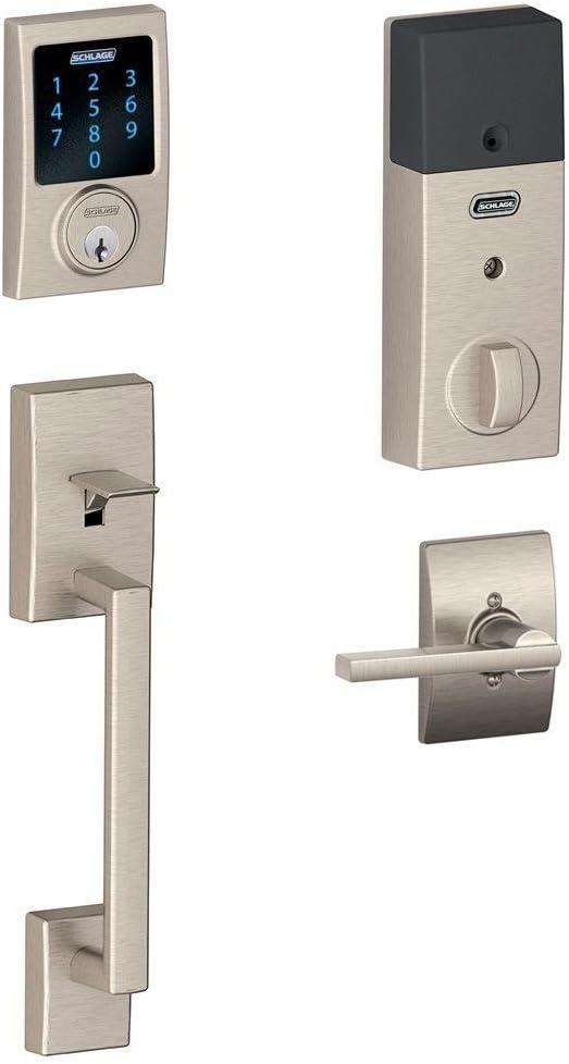 image:imageSCHLAGE ZWave Connect Camelot Touchscreen Deadbolt with BuiltIn Alarm Works with Amazon Alexa via Wink Aged Bronze FE469NX ACC 716 CAM LHSatin Nickel