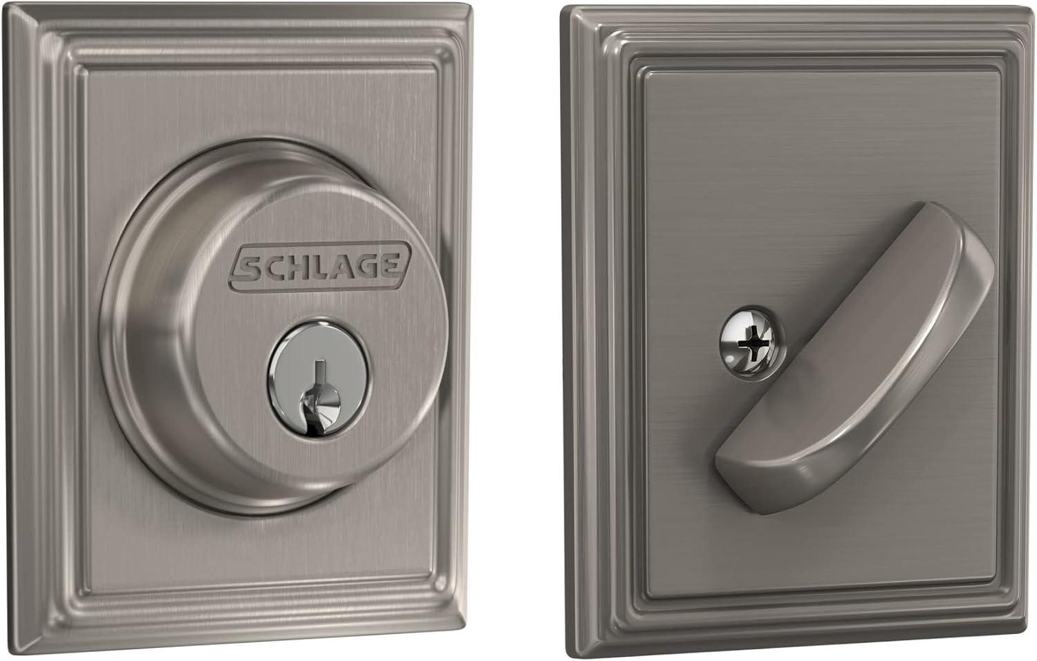 image:imageSchlage B60 N ADD 619 Deadbolt with Addison Trim Keyed 1 Side Highest Residential Security Satin Nickel