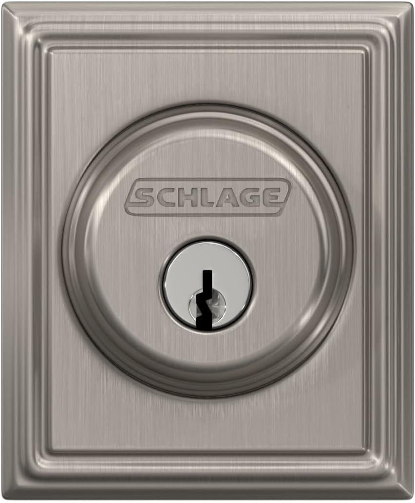 image:imageSchlage B60 N ADD 619 Deadbolt with Addison Trim Keyed 1 Side Highest Residential Security Satin Nickel