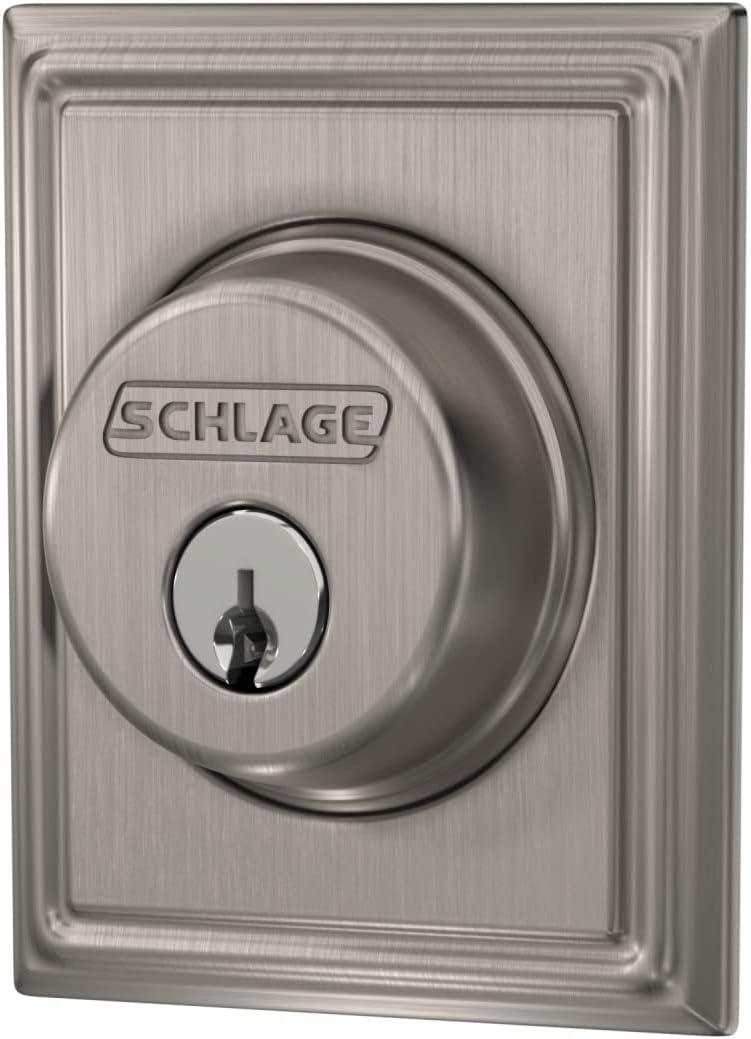 image:imageSchlage B60 N ADD 619 Deadbolt with Addison Trim Keyed 1 Side Highest Residential Security Satin Nickel