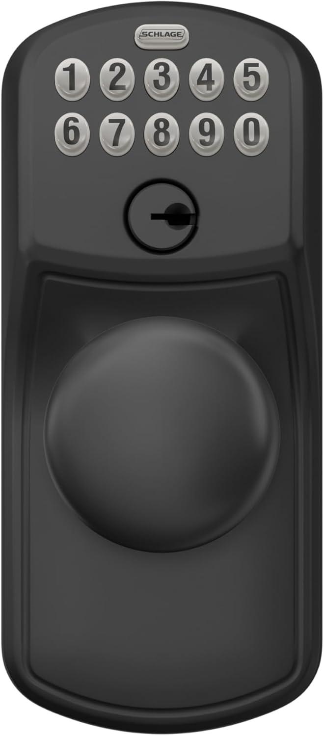 image:imageSchlage Plymouth Keypad Lock with Lever Handle Electronic Keyless Door Entry AutoLock Enabled Matte Black FE595 PLY 622 MERPack of 1