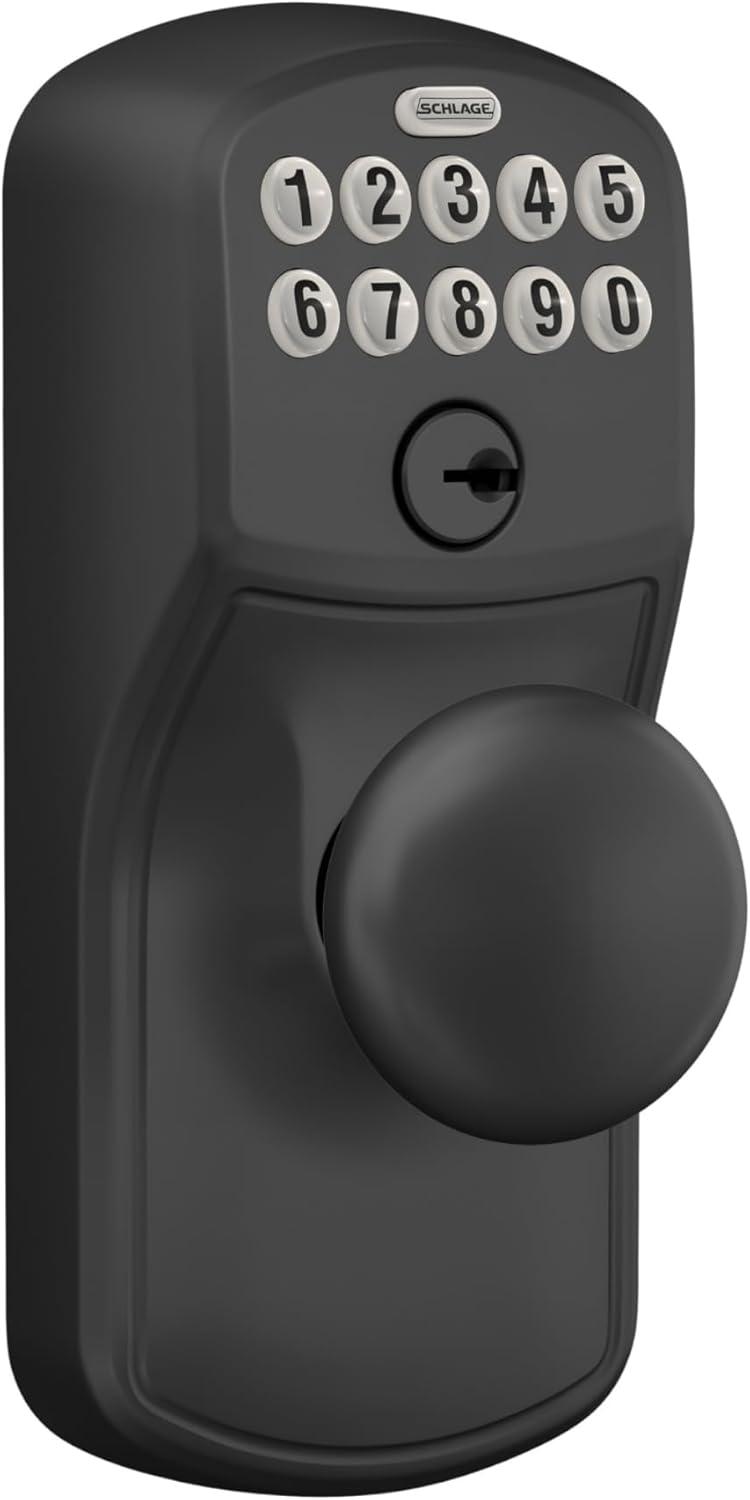 image:imageSchlage Plymouth Keypad Lock with Lever Handle Electronic Keyless Door Entry AutoLock Enabled Matte Black FE595 PLY 622 MERPack of 1