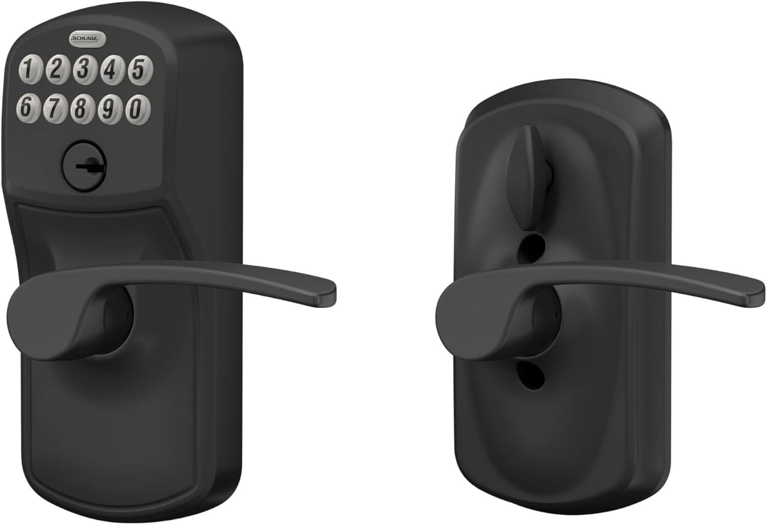 image:imageSchlage Plymouth Keypad Lock with Lever Handle Electronic Keyless Door Entry AutoLock Enabled Matte Black FE595 PLY 622 MERPack of 1
