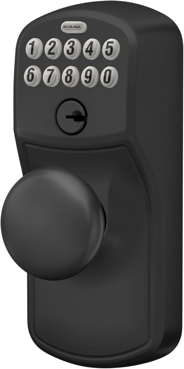 image:imageSchlage Plymouth Keypad Lock with Lever Handle Electronic Keyless Door Entry AutoLock Enabled Matte Black FE595 PLY 622 MERPack of 1