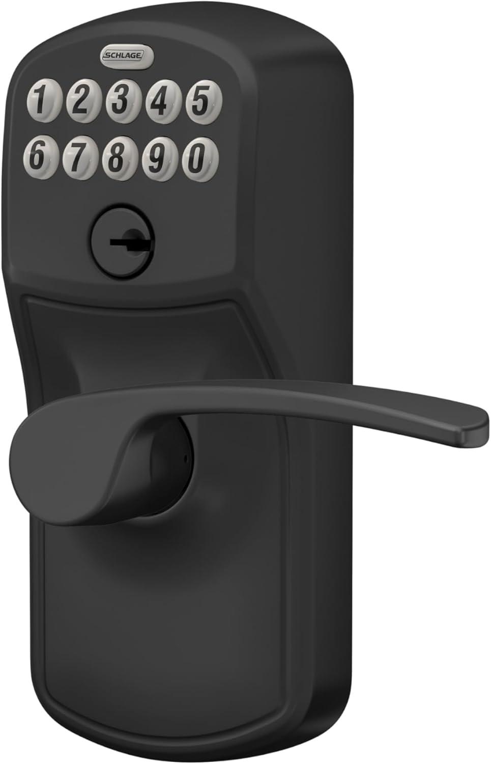 image:imageSchlage Plymouth Keypad Lock with Lever Handle Electronic Keyless Door Entry AutoLock Enabled Matte Black FE595 PLY 622 MERPack of 6