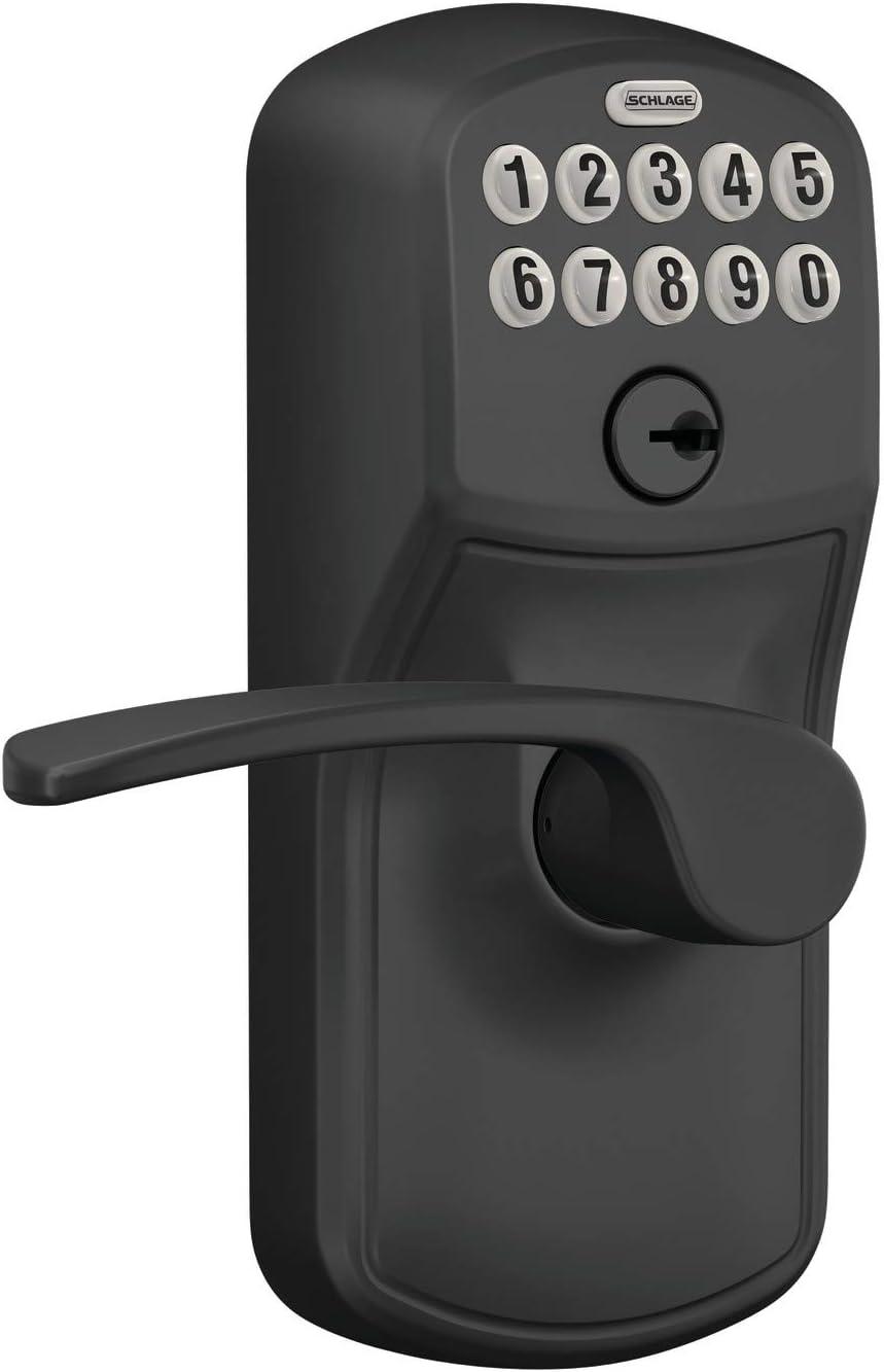 image:imageSchlage Plymouth Keypad Lock with Lever Handle Electronic Keyless Door Entry AutoLock Enabled Matte Black FE595 PLY 622 MERPack of 6