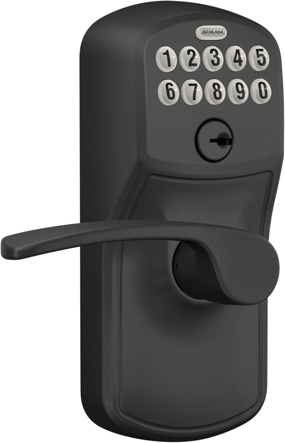 image:imageSchlage Plymouth Keypad Lock with Lever Handle Electronic Keyless Door Entry AutoLock Enabled Matte Black FE595 PLY 622 MERPack of 6