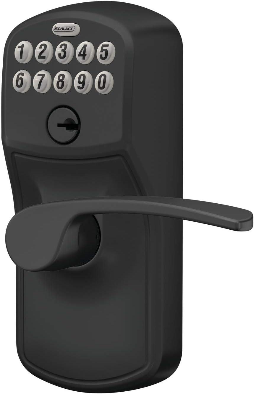 image:imageSchlage Plymouth Keypad Lock with Lever Handle Electronic Keyless Door Entry AutoLock Enabled Matte Black FE595 PLY 622 MERPack of 6