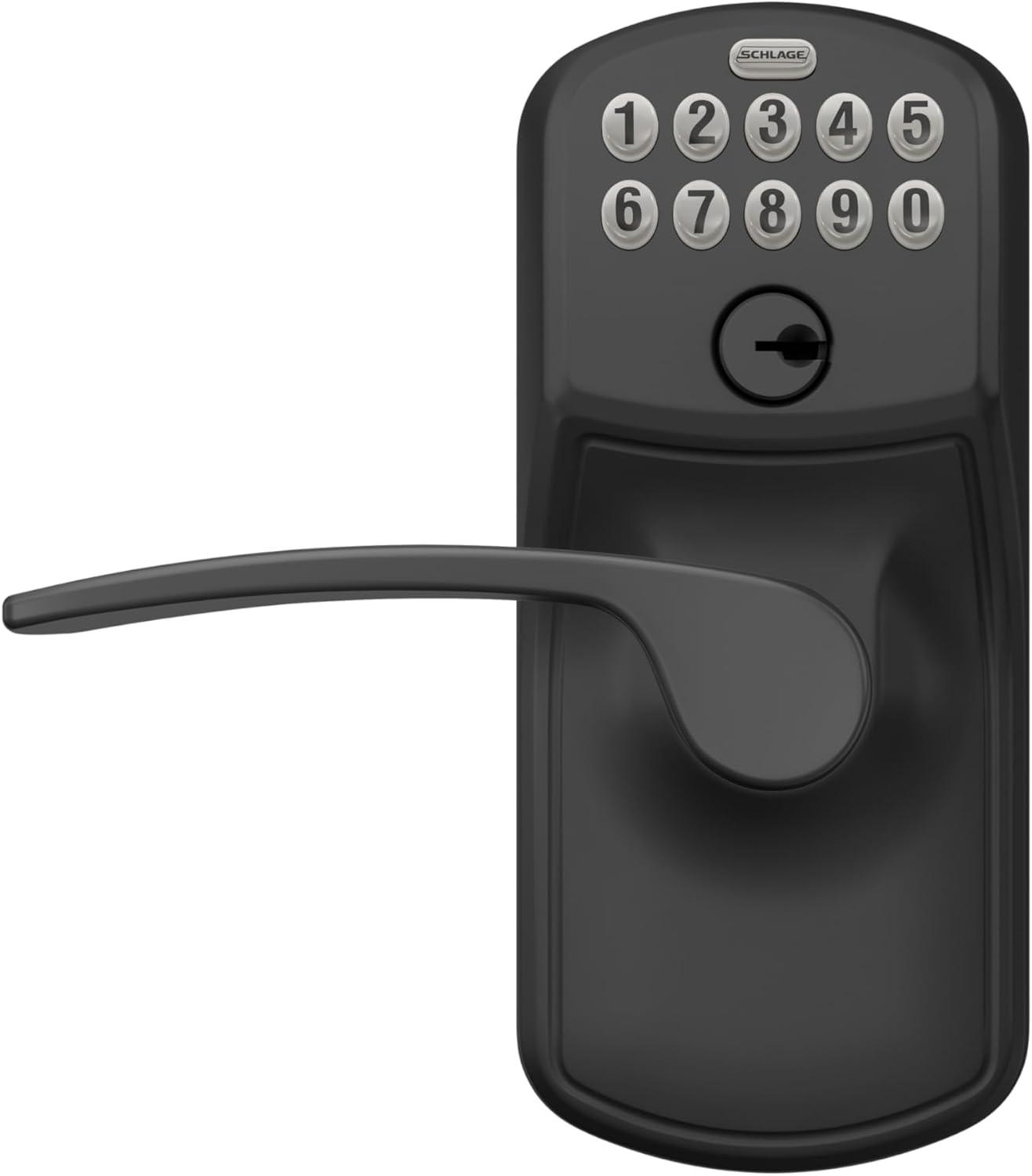 image:imageSchlage Plymouth Keypad Lock with Lever Handle Electronic Keyless Door Entry AutoLock Enabled Matte Black FE595 PLY 622 MERPack of 6