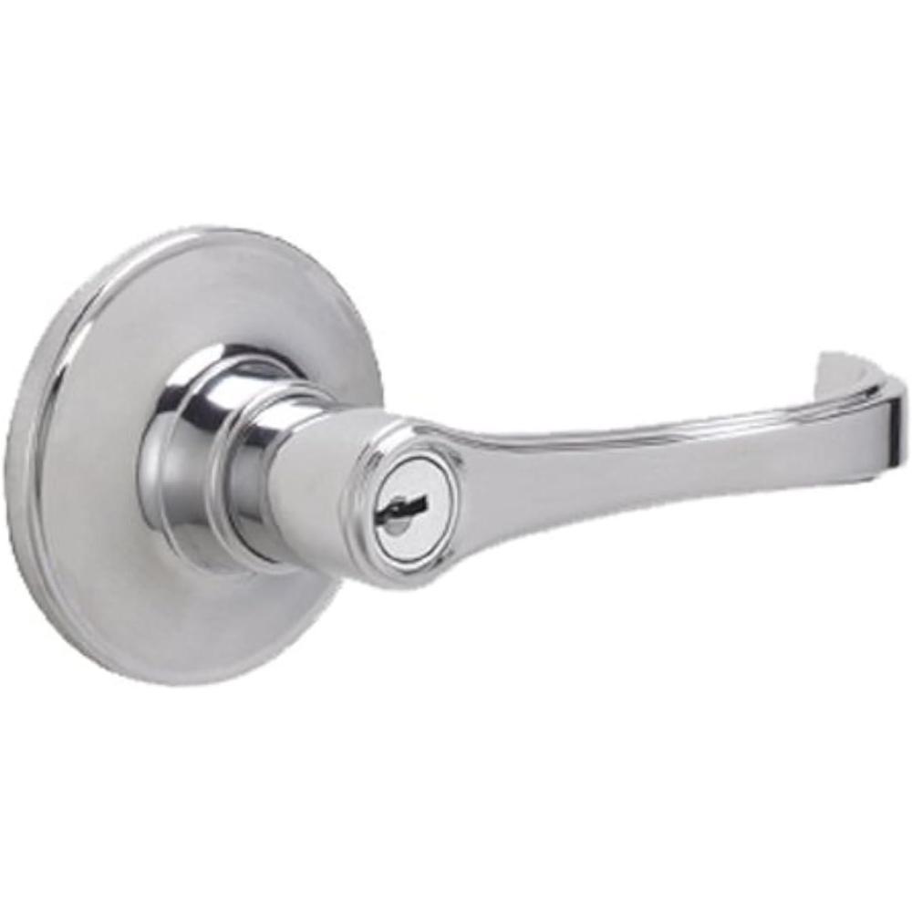 image:imageJSeries by Schlage Torino Door Lever with Standard Trim Keyed Entry Lock Satin Stainless Steel J54 TOR 630Bright Chrome