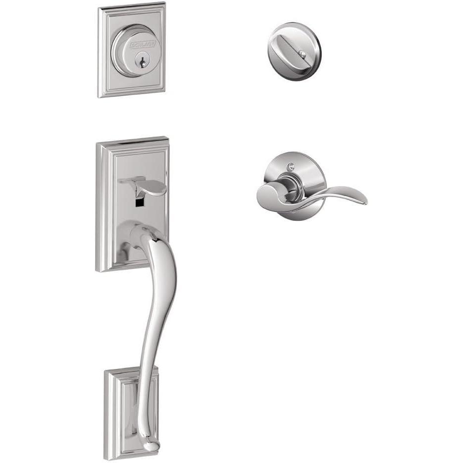 image:imageSCHLAGE Addison Single Cylinder Handleset and Georgian Knob Antique Brass F60 ADD 609 GEOBright Chrome