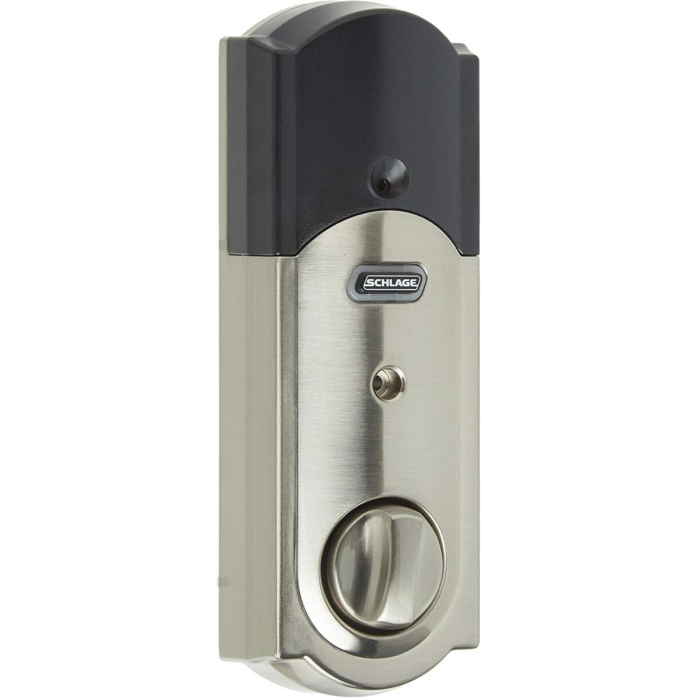 image:imageSCHLAGE BE469NX Camelot Electronic Touchscreen Deadbolt C Keyway with 12344 Latch 10116 Strike Bright Brass FinishSatin Nickel