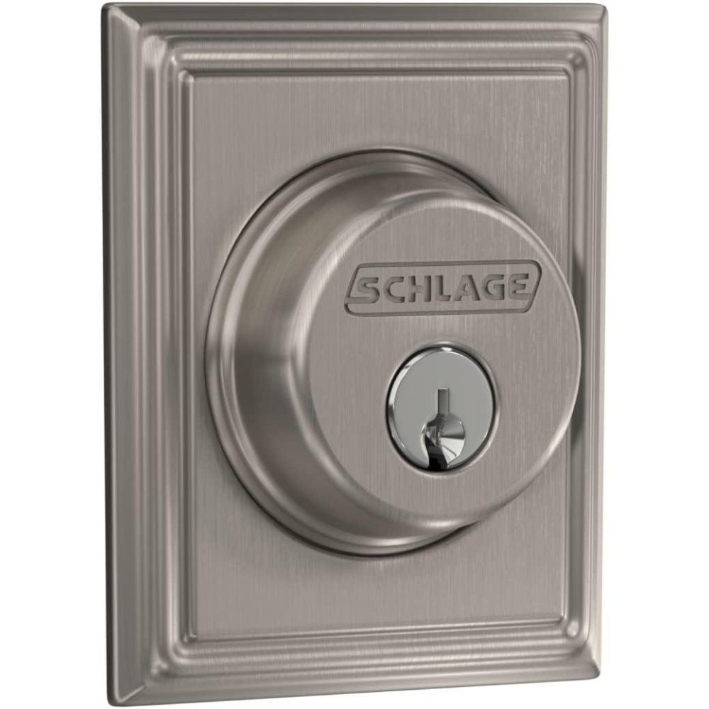 image:imageSchlage B60 N ADD 619 Deadbolt with Addison Trim Keyed 1 Side Highest Residential Security Satin Nickel