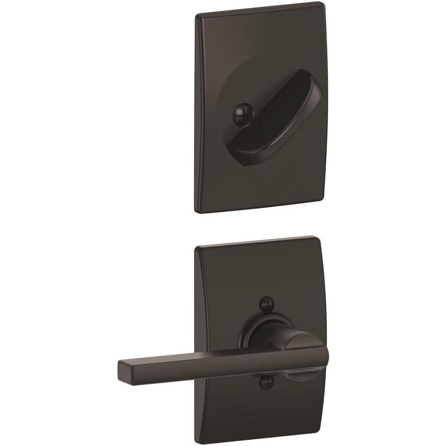 image:imageSchlage F59 LAT 622 CEN Century Collection Latitude Handleset Entrance Lock Interior Matte Black Interior Half Only