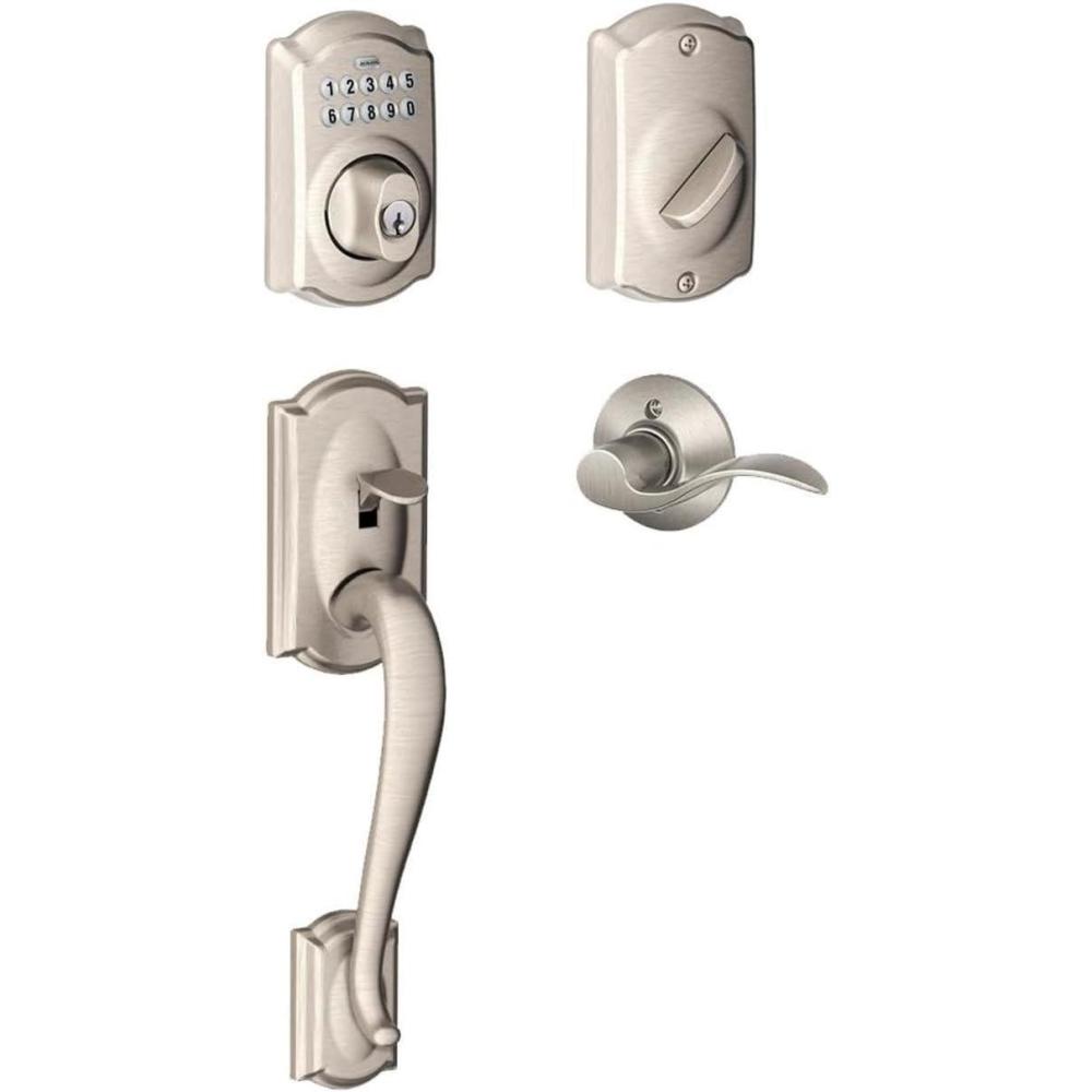 image:imageSchlage FE365CAMACCLH Left Handed Camelot Electronic Handleset with Accent Le Satin Nickel