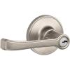 image:imageJSeries by Schlage Torino Door Lever with Standard Trim Keyed Entry Lock Satin Stainless Steel J54 TOR 630Satin Nickel