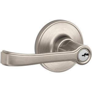 J-Series by Schlage Torino Door Lever with Standard Trim, Keyed Entry Lock, Satin Stainless Steel, J54 TOR 630(Satin Nickel)