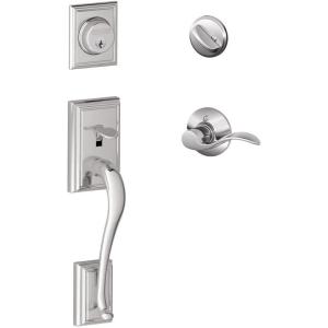 SCHLAGE Addison Single Cylinder Handleset and Georgian Knob, Antique Brass (F60 ADD 609 GEO)(Bright Chrome)
