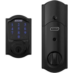 SCHLAGE BE469NX Camelot Electronic Touchscreen Deadbolt C Keyway with 12344 Latch 10116 Strike Bright Brass Finish(Matte Black)