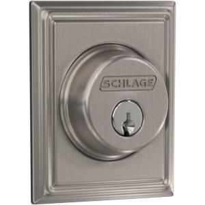 Schlage B60 N ADD 619 Deadbolt with Addison Trim, Keyed 1 Side, Highest Residential Security, Satin Nickel
