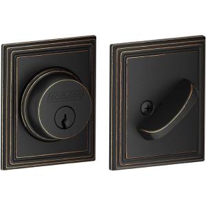 Schlage B60 N ADD 716 Deadbolt with Addison Trim, Keyed 1 Side, Highest Residential Security, Aged Bronze