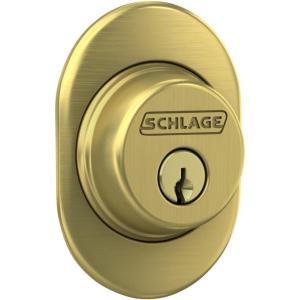 Schlage B60 RMN 608 Deadbolt with Remsen Trim, Keyed 1 Side, Highest Residential Security, Satin Brass