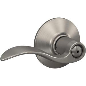 Schlage F40 V ACC 619 Accent Door Lever, Bed & Bath Privacy Lock, Satin Nickel, 5.5″L x 2.25″W(Satin Nickel)