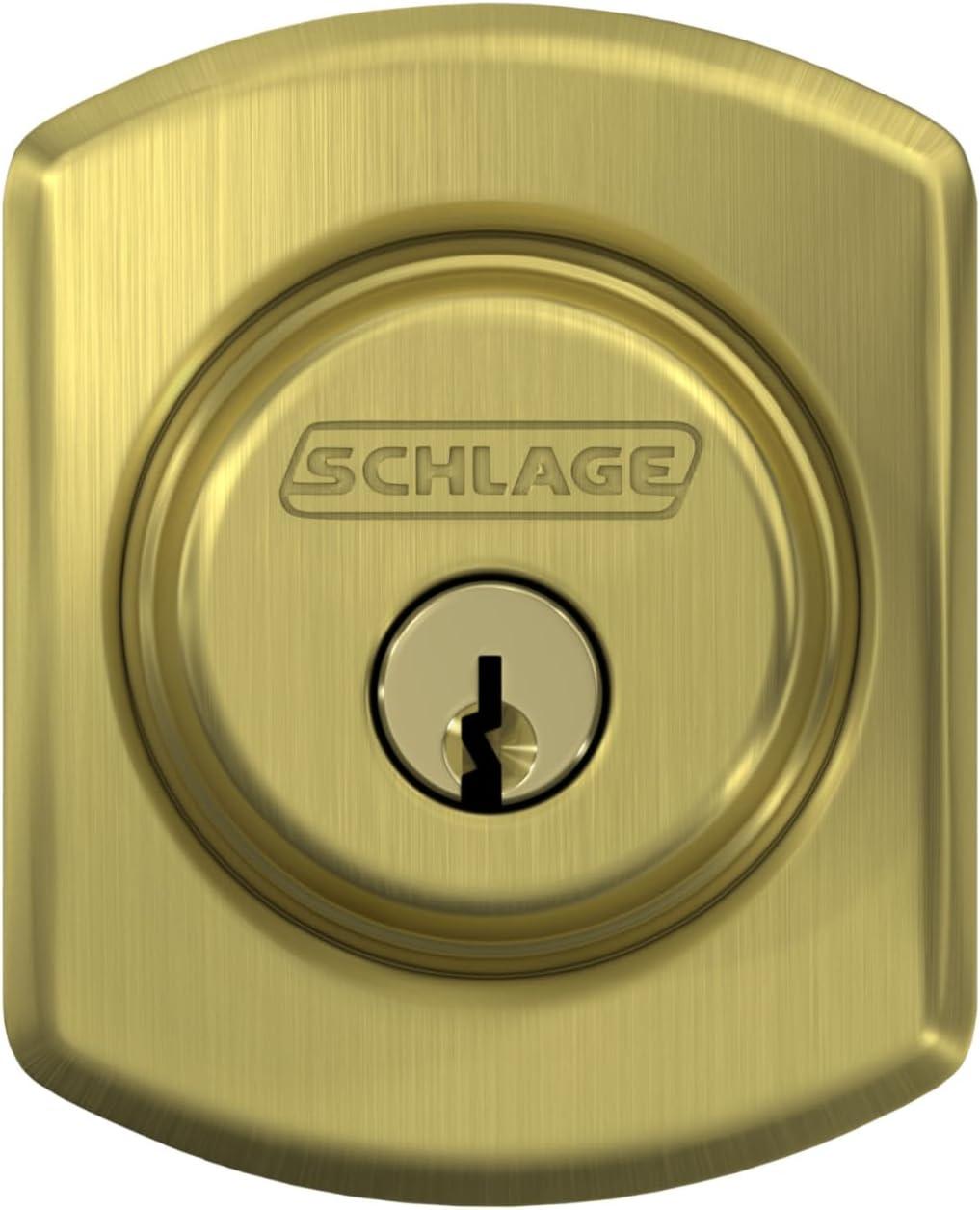 image:imageSchlage B60 N GRW 608 Deadbolt with Greenwich Trim Keyed 1 Side Highest Residential Security Satin Brass