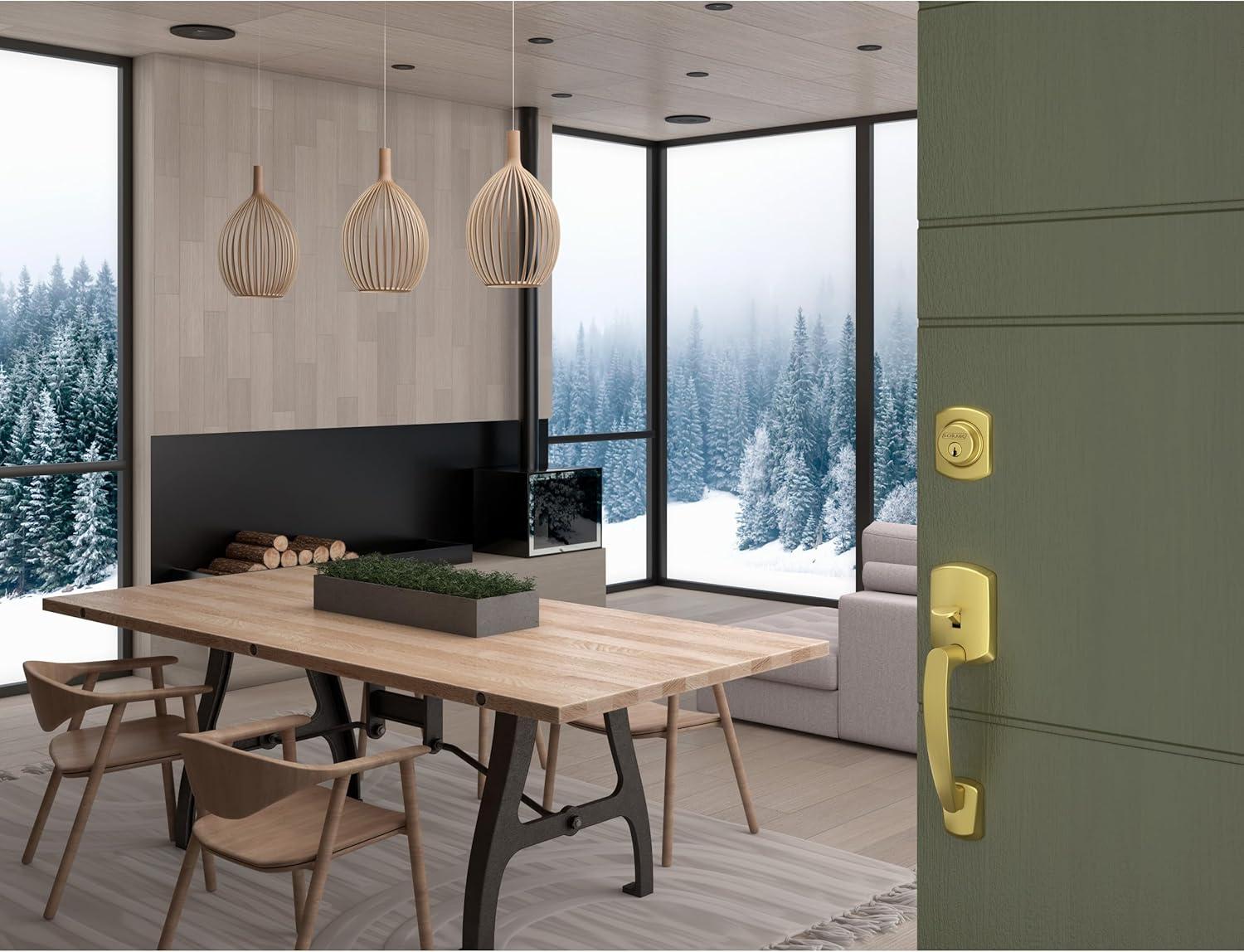 image:imageSchlage B60 N GRW 608 Deadbolt with Greenwich Trim Keyed 1 Side Highest Residential Security Satin Brass