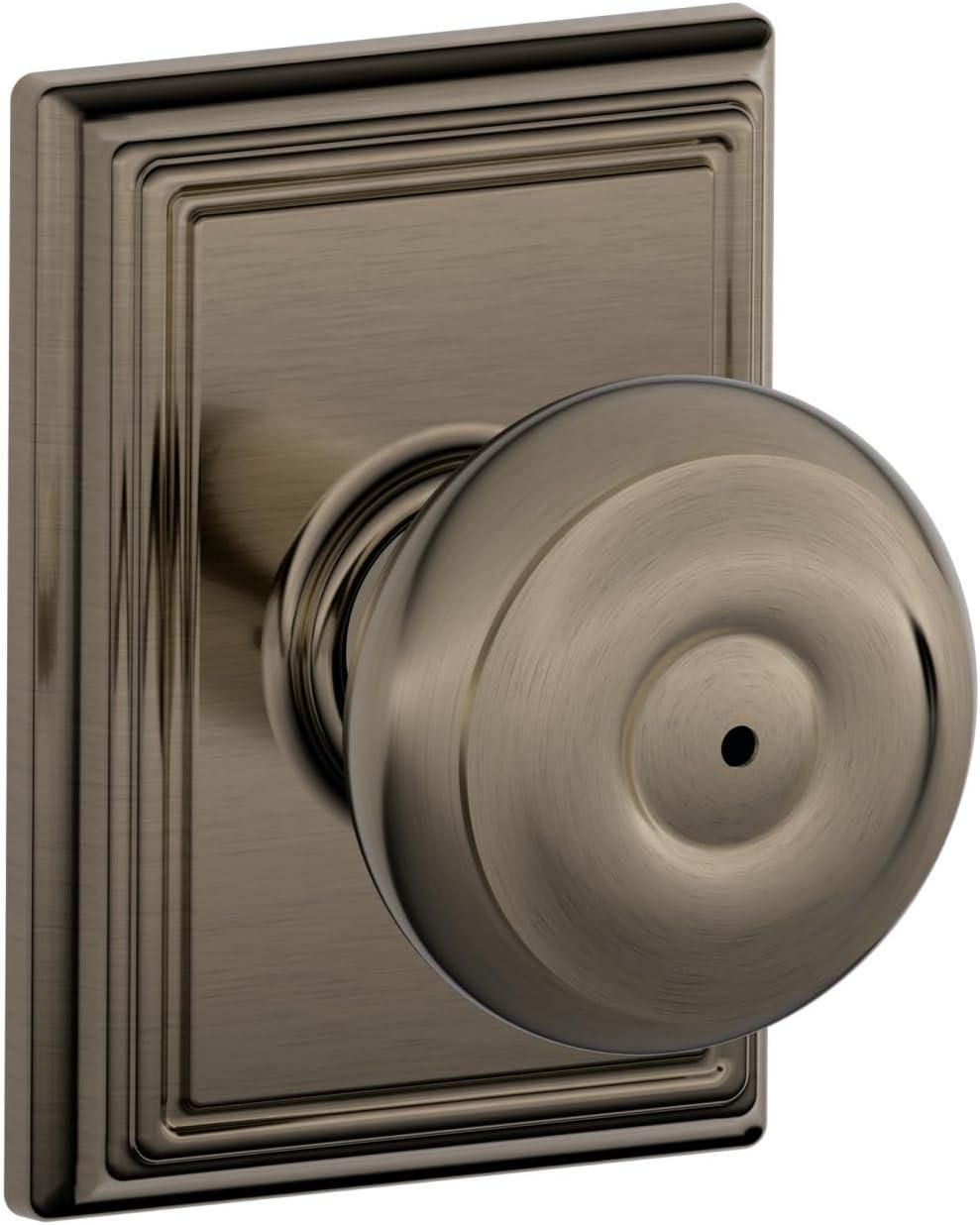 image:imageSchlage F51A GEO 622 Georgian Door Knob Keyed Entry Lock Matte BlackAntique Pewter