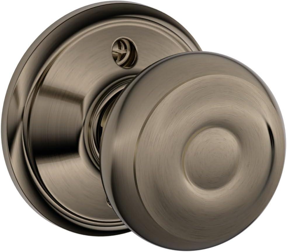 image:imageSchlage F51A GEO 622 Georgian Door Knob Keyed Entry Lock Matte BlackAntique Pewter