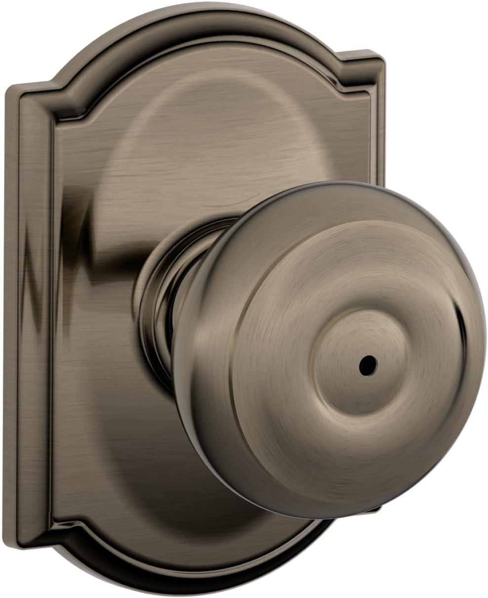 image:imageSchlage F51A GEO 622 Georgian Door Knob Keyed Entry Lock Matte BlackAntique Pewter