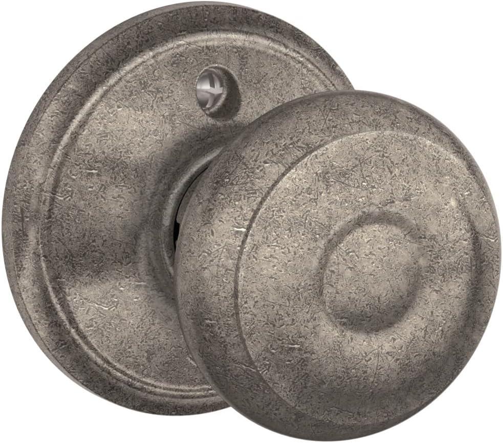 image:imageSchlage F51A GEO 622 Georgian Door Knob Keyed Entry Lock Matte BlackDistressed Nickel