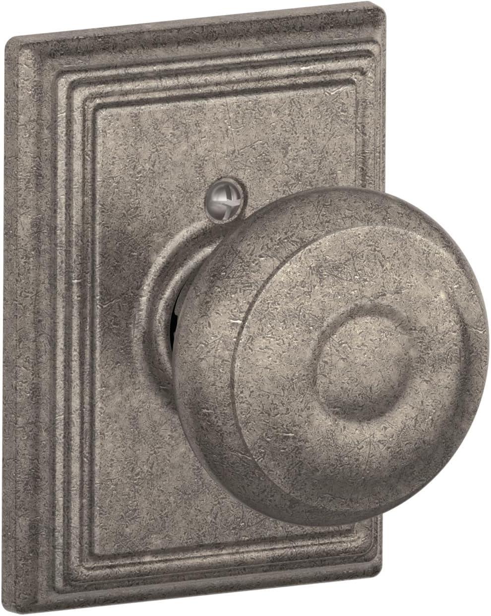 image:imageSchlage F51A GEO 622 Georgian Door Knob Keyed Entry Lock Matte BlackDistressed Nickel
