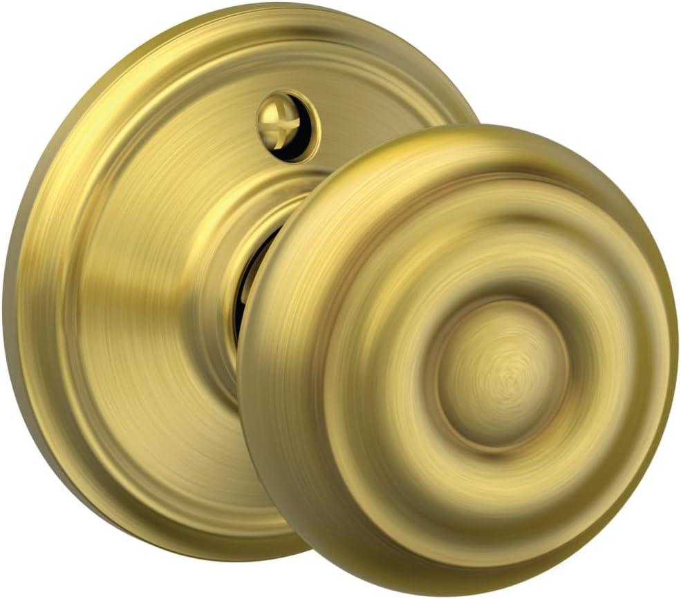 image:imageSchlage F51A GEO 622 Georgian Door Knob Keyed Entry Lock Matte BlackSatin Brass