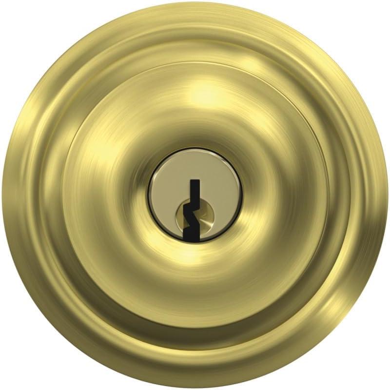 image:imageSchlage F51A GEO 622 Georgian Door Knob Keyed Entry Lock Matte BlackSatin Brass