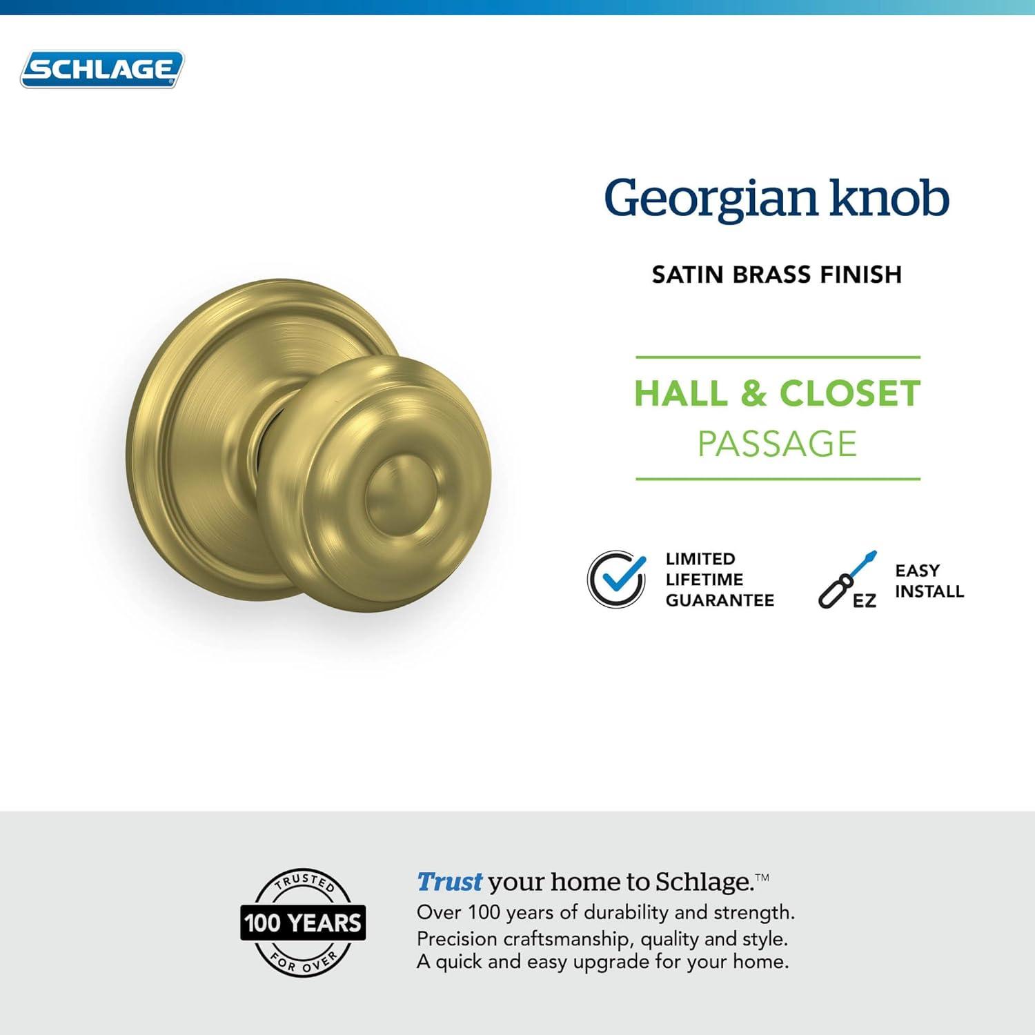 image:imageSchlage F51A GEO 622 Georgian Door Knob Keyed Entry Lock Matte BlackSatin Brass