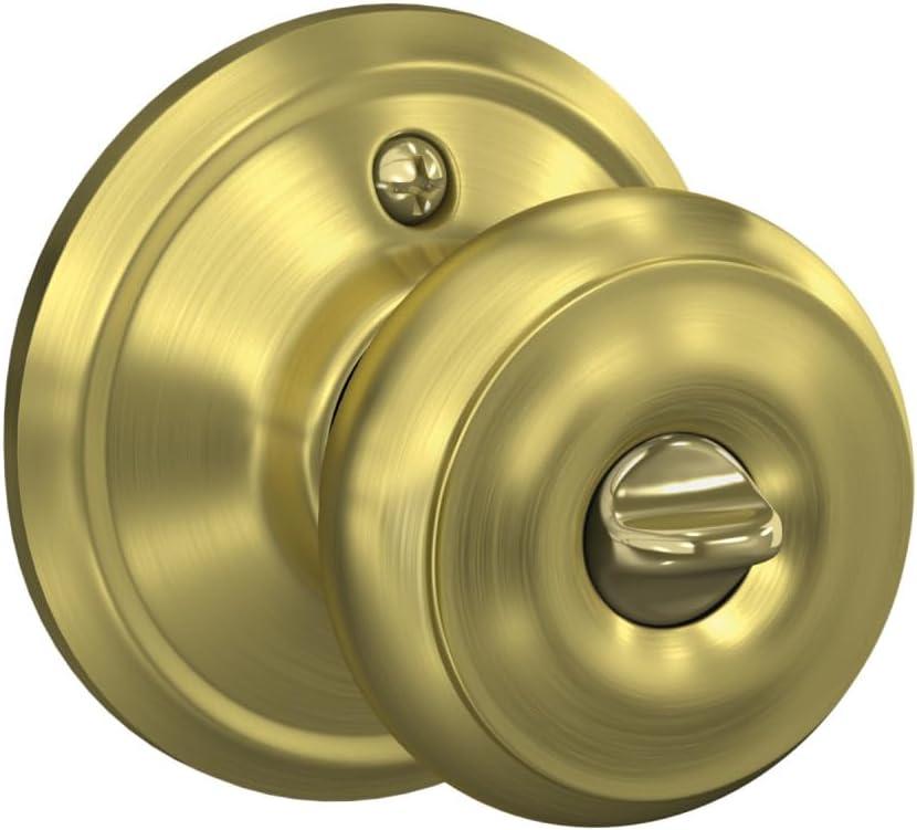image:imageSchlage F51A GEO 622 Georgian Door Knob Keyed Entry Lock Matte BlackSatin Brass