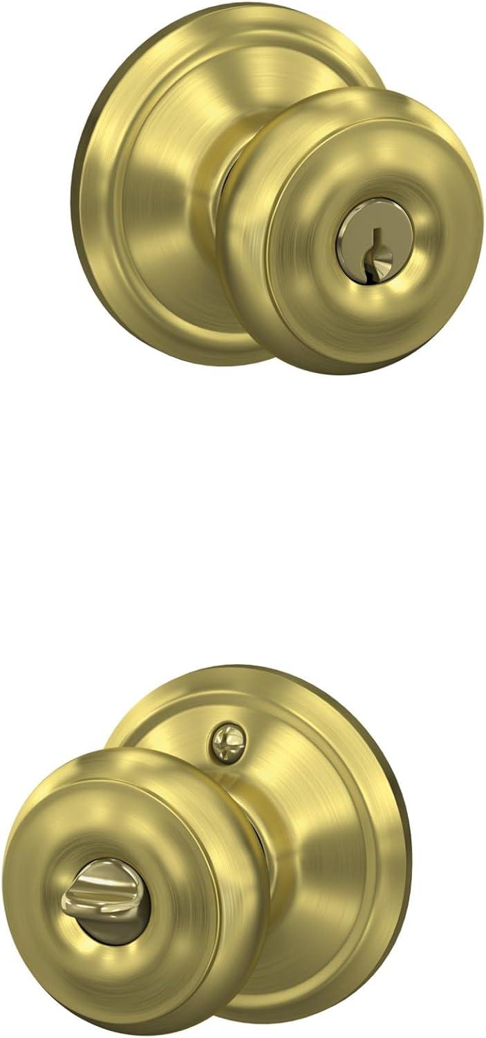 image:imageSchlage F51A GEO 622 Georgian Door Knob Keyed Entry Lock Matte BlackSatin Brass