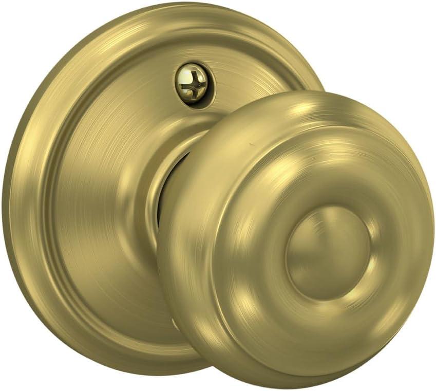 image:imageSchlage F51A GEO 622 Georgian Door Knob Keyed Entry Lock Matte BlackSatin Brass