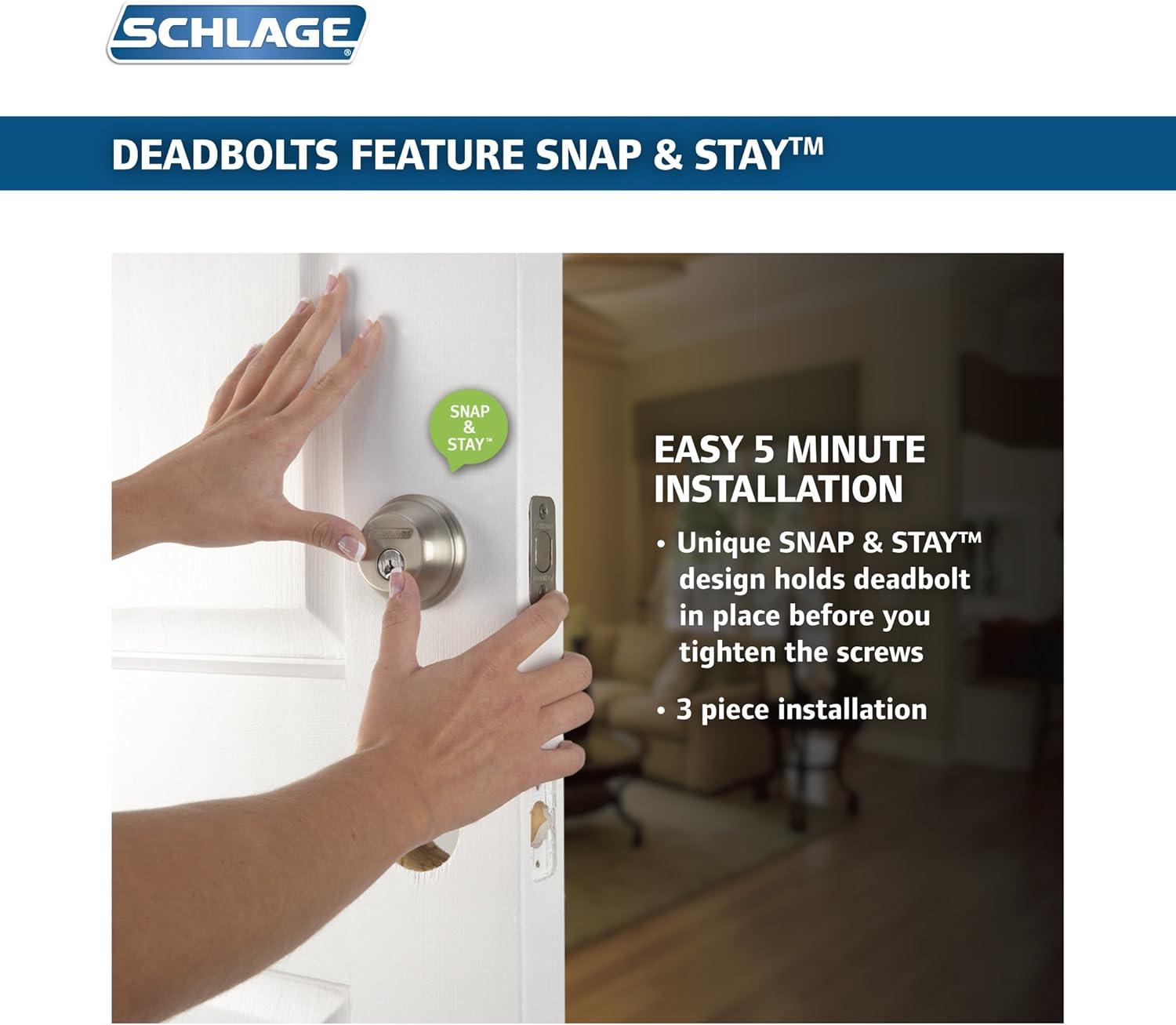 image:imageSchlage FB50NVSIE619 SN Siena Entry Combo Satin Nickel Portable Key LockSecurity SetSiena