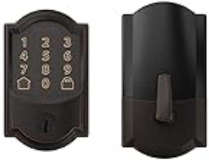 image:imageSchlage Lock Company BE489WB CAM 716 Schlage Encode Smart WiFi Deadbolt with Camelot Trim in Aged Bronze Company Camelot Front Entry Handle Georgian Interior Knob Aged Bronze