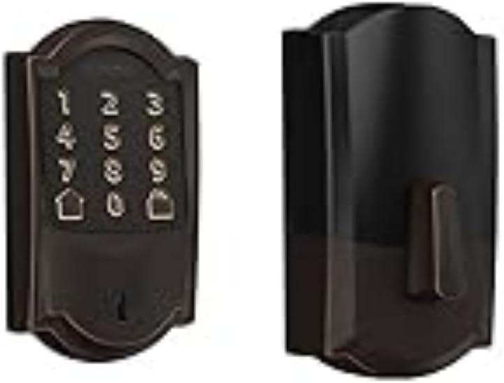 image:imageSchlage Lock Company BE489WB CAM 716 Schlage Encode Smart WiFi Deadbolt with Camelot Trim in Aged Bronze Company Camelot Front Entry Handle Georgian Interior Knob Aged Bronze
