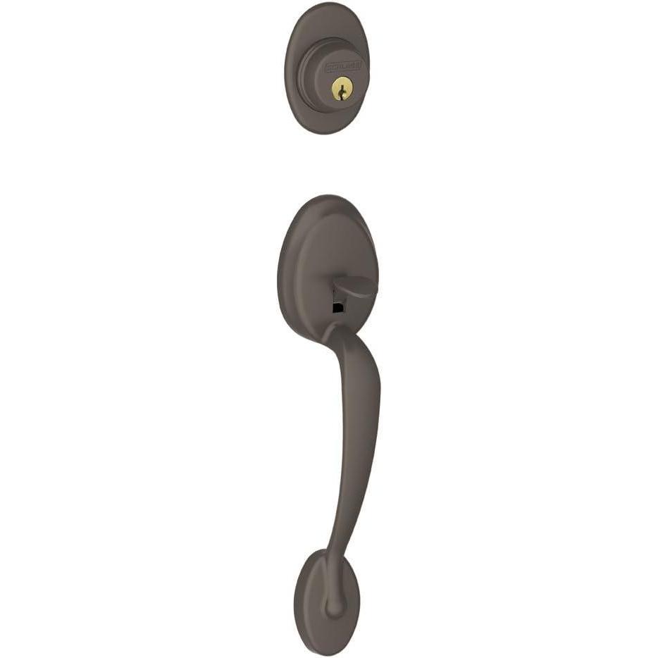 image:imageSchlage F58 PLY 613 Plymouth Exterior Handleset with Deadbolt Oil Rubbed Bronze Exterior Half Only