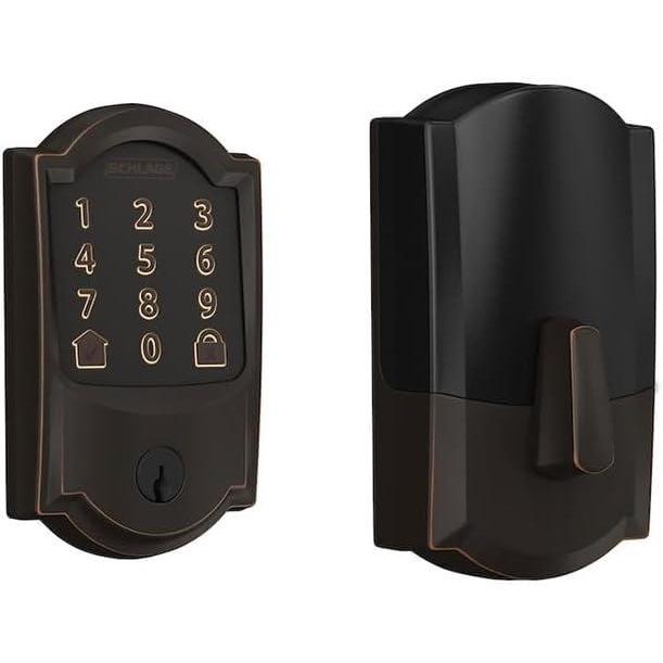 image:imageSchlage Residential BE489WBCCAM716 Camelot Encode Smart WiFi Deadbolt with 12351 Latch and 10116 Strike Aged Bronze Finish